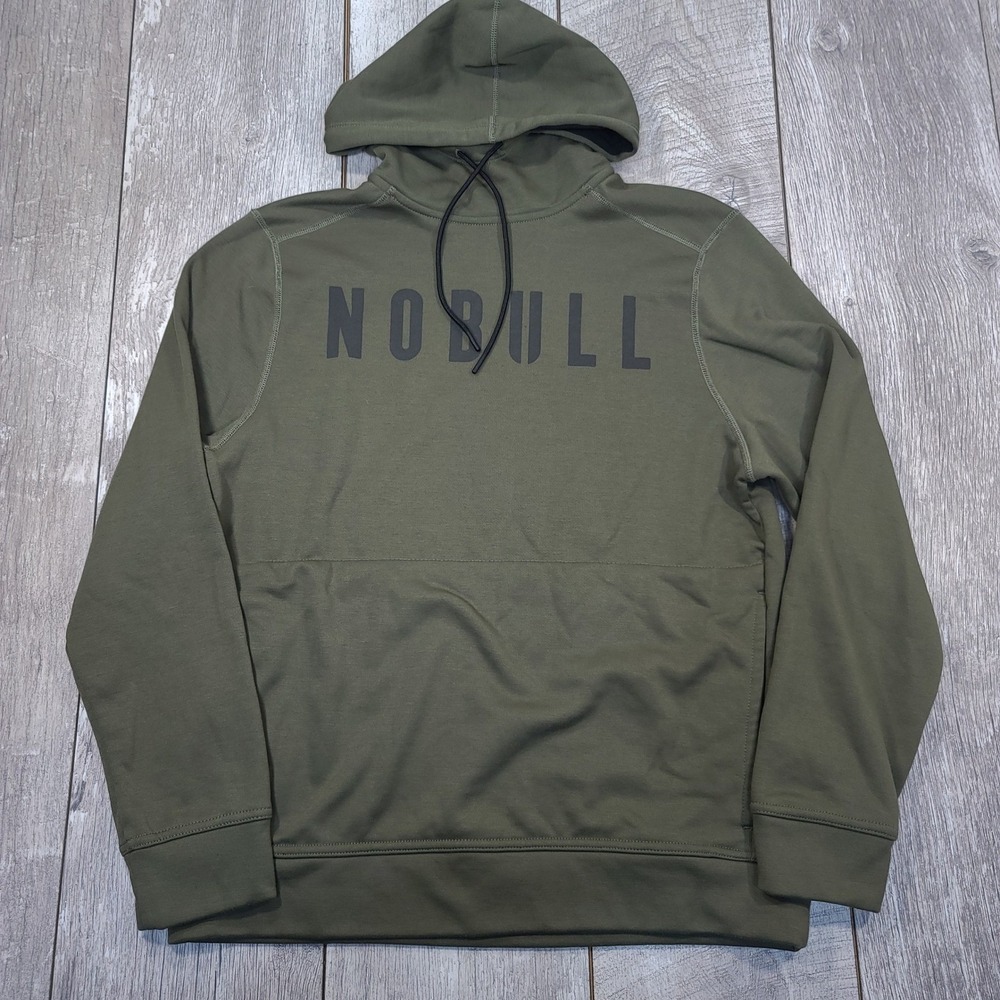 NOBULL Hoodie Mens Medium Olive Green Graphic Logo Training Sweatshirt